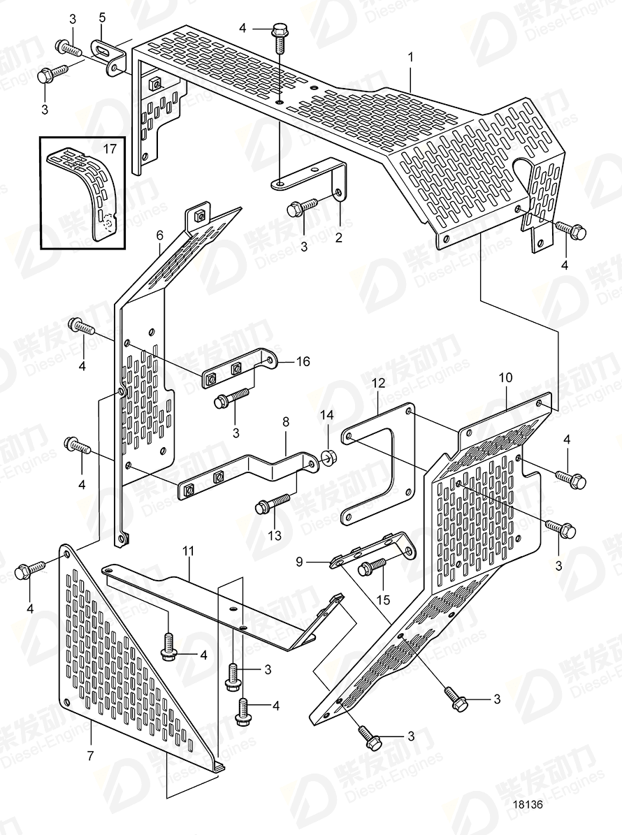 VOLVO Belt protector 3828826 Drawing VOLVO Belt protector 3828826 Drawing